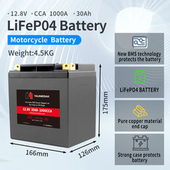 12.8V·CCA 1000A 30Ah LiFeP04 Battery Motorcycle Battery