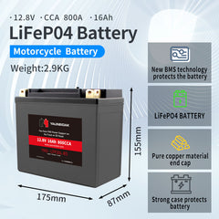12.8V·CCA 800A ·16Ah LiFeP04 Battery Motorcycle Battery