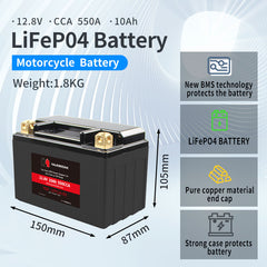12.8V·CCA 550A ·10Ah LiFeP04 Battery Motorcycle Battery