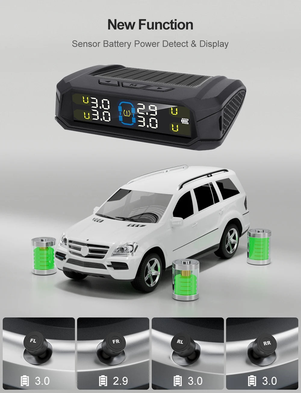 Factory Sales Solar-Powered Wireless Tire Pressure Detector Universal Truck TPMS Sensor ABS Material External TPMS Sensor