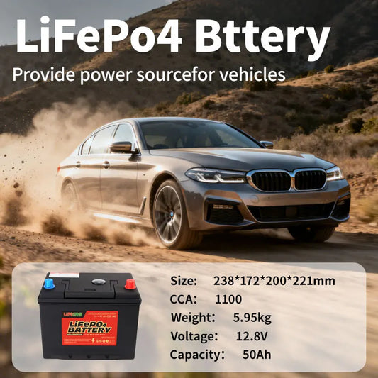 12.8V 50Ah LiFePO4 Car Start Lithium Battery with Built-in BMS CCA 1100 CE Certified 4000 Cycles