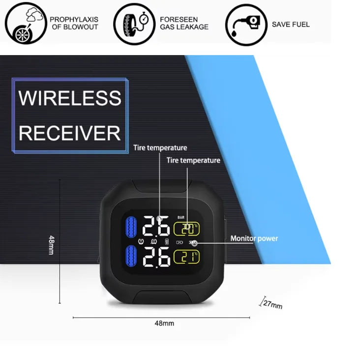 M3-C-WI 2 External Mini Sensors Motorcycle Wireless Tire Pressure Monitoring System TPMS