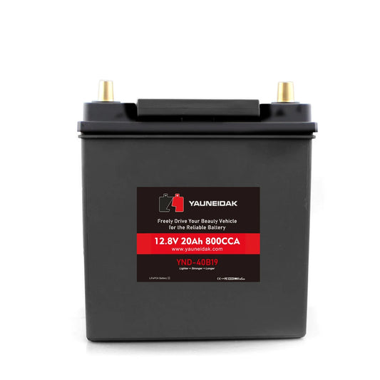YAUNEIDAK 40B19L Import Car Starting Battery Automotive 12.8v 20AH CCA700 Lithium Lifepo4 High Rate Pouch Cell -20C~80C