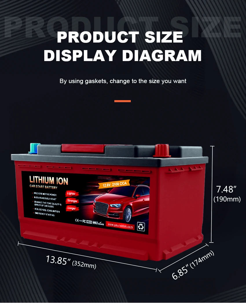 12.8V 40Ah-300Ah Lifepo4 Start-stop Solid State Lithium Battery 1000CCA 6000-Cycle for RV Boat Car Truck