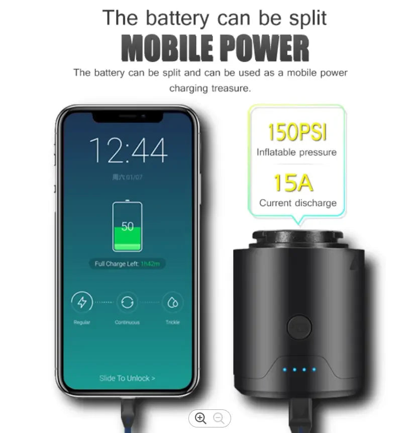 Tire Inflator Portable Air Pump-120PSI & 1000mAh, Accurate Pressure LCD Display, Bikes & Motorcycle Tires, Balls