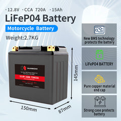 12.8V·CCA 720A ·15AhLiFeP04 Battery Motorcycle Battery