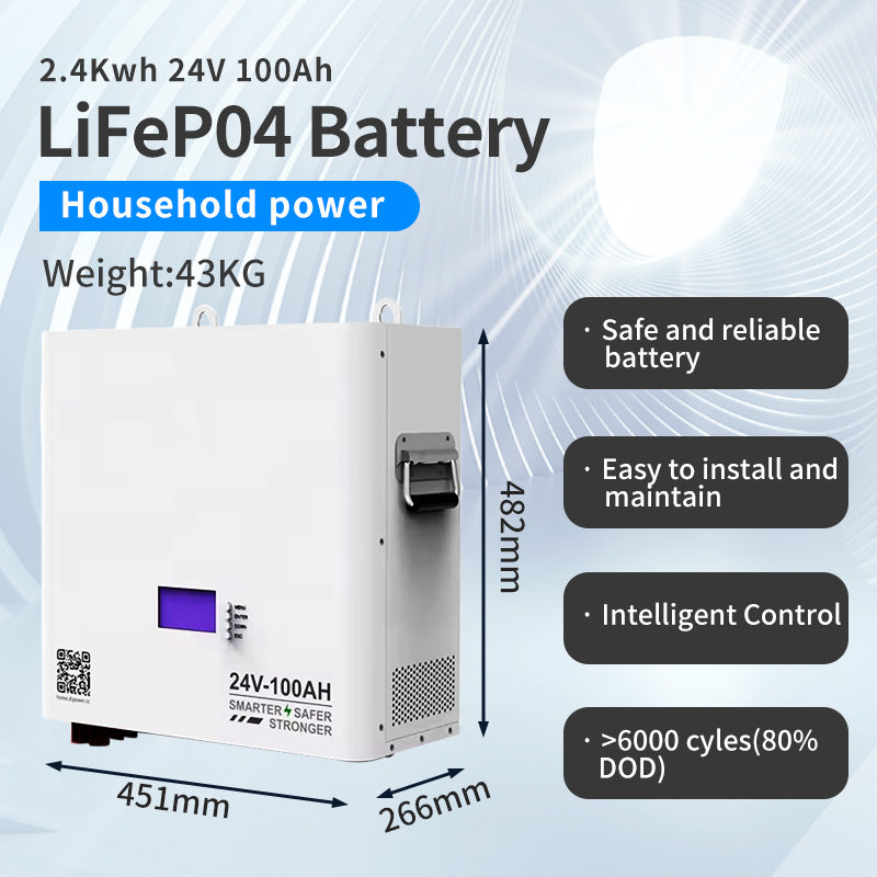 LiFeP04 Battery 2.4Kwh 24V 100Ah