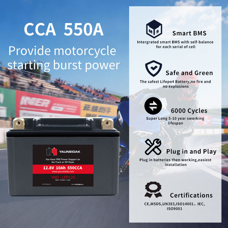 12.8V·CCA 550A·10Ah LiFeP04 Battery Motorcycle Battery
