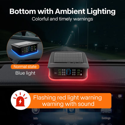 TY35-4-wheel or 6-wheel External TPMS Bottom with Ambient Lighting  Colorful and Timely Warnings Tire Pressure Monitoring System