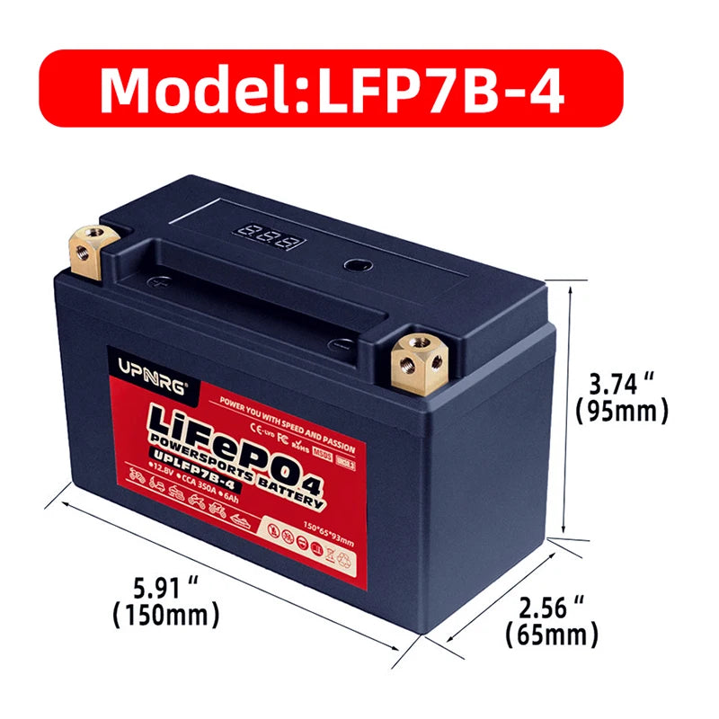 Factory Customized 12.8V 6Ah Motorcycle Lithium Ion Battery Pack 350CCA LiFePO4 DIY Battery Box IP67 Protection 2000 Cycles