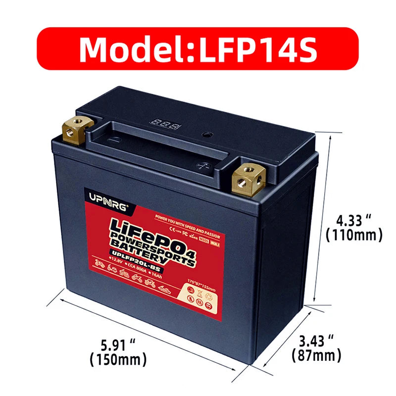 LFP14S 12.8V Yamaha Harley KTM Motorcycle Starting Lithium Iron Battery Lifepo4 Battery Pack