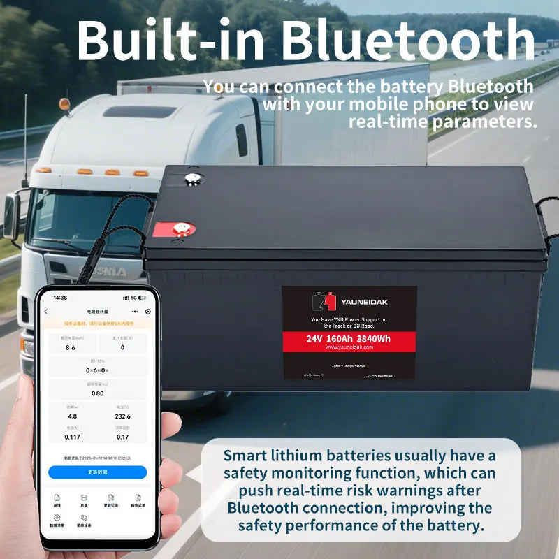 Deep Cycle 24V 160Ah CCA1500 Solid State IP67 Truck Starting Battery with Triple Emergency Start for Truck Air Conditioning