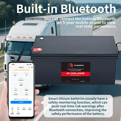 Deep Cycle 24V 160Ah CCA1500 Solid State IP67 Truck Starting Battery with Triple Emergency Start for Truck Air Conditioning