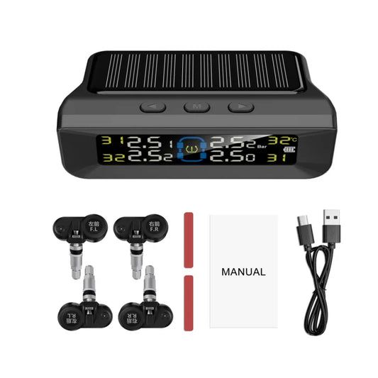 4 Wheel Suitable Solar-powered Wireless Tire Pressure Detector Car Tire Pressure Tpms Built-in Detector Tpms Sensor Universal