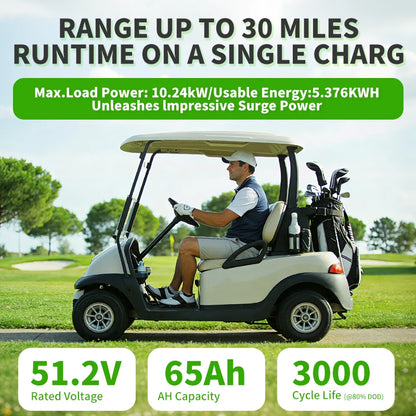 48V 51.2V 72V Lifepo4 Golf Cart Battery Pack Electric Golf Cart with Durable Lithium Ion Technology