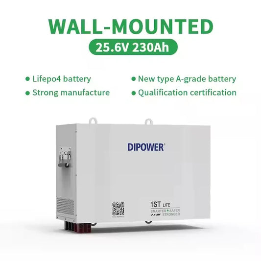 Wall Mounted 25.6v 230ah Lifepo4 Battery Lithium Ion Home Energy Storage with Hybrid Grid Connection CAN Communication Port