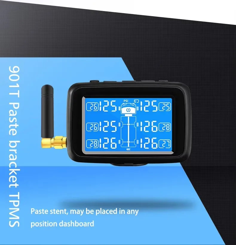 Truck Tpms Tire Pressure Monitoring System Display of Temperature and Pressure 6 Internal Sensors Auto Tire Alarm System