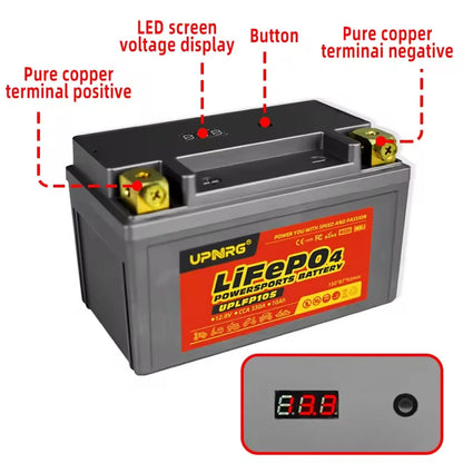 Customized 12V 12.8V 12Ah LiFePO4 Lithium-Ion Battery Pack Built-in BMS Protection IP67 Protection for Motorcycle Use LFP12-BS