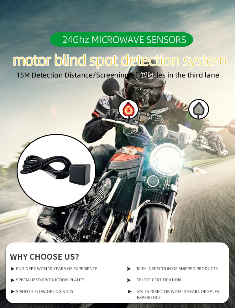 MT-04 Motorcycle 77Ghz Single radar BSD System with Warning Lamp