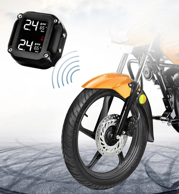 Motorcycle Bike TPMS Digital Tire Tyre Pressure Monitor System External Sensors