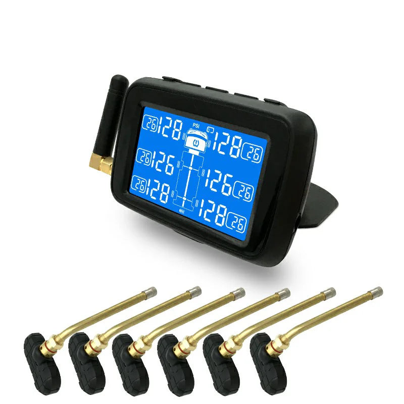 Truck Tpms Tire Pressure Monitoring System Display of Temperature and Pressure 6 Internal Sensors Auto Tire Alarm System