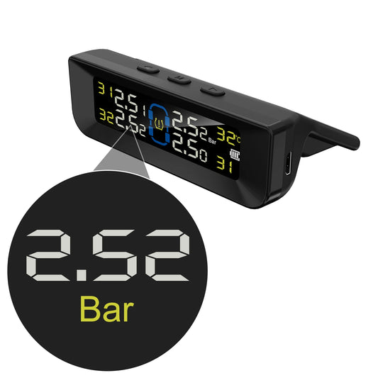 Universal Solar-Powered Wireless Car Tire Pressure Detector Universal TPMS Sensor with External Tire Gauges
