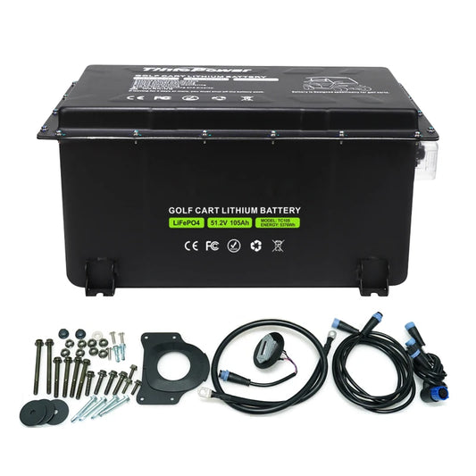 Factory Golf Cart Solid State LiFePO4 Battery 51.2V 100Ah 105Ah EVA Smart BMS 3000+ Cycles IP65 Waterproof Charger Customized