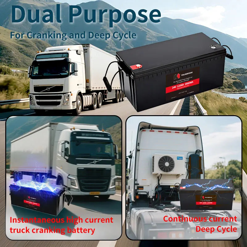 Deep Cycle 24V 160Ah CCA1500 Solid State IP67 Truck Starting Battery with Triple Emergency Start for Truck Air Conditioning