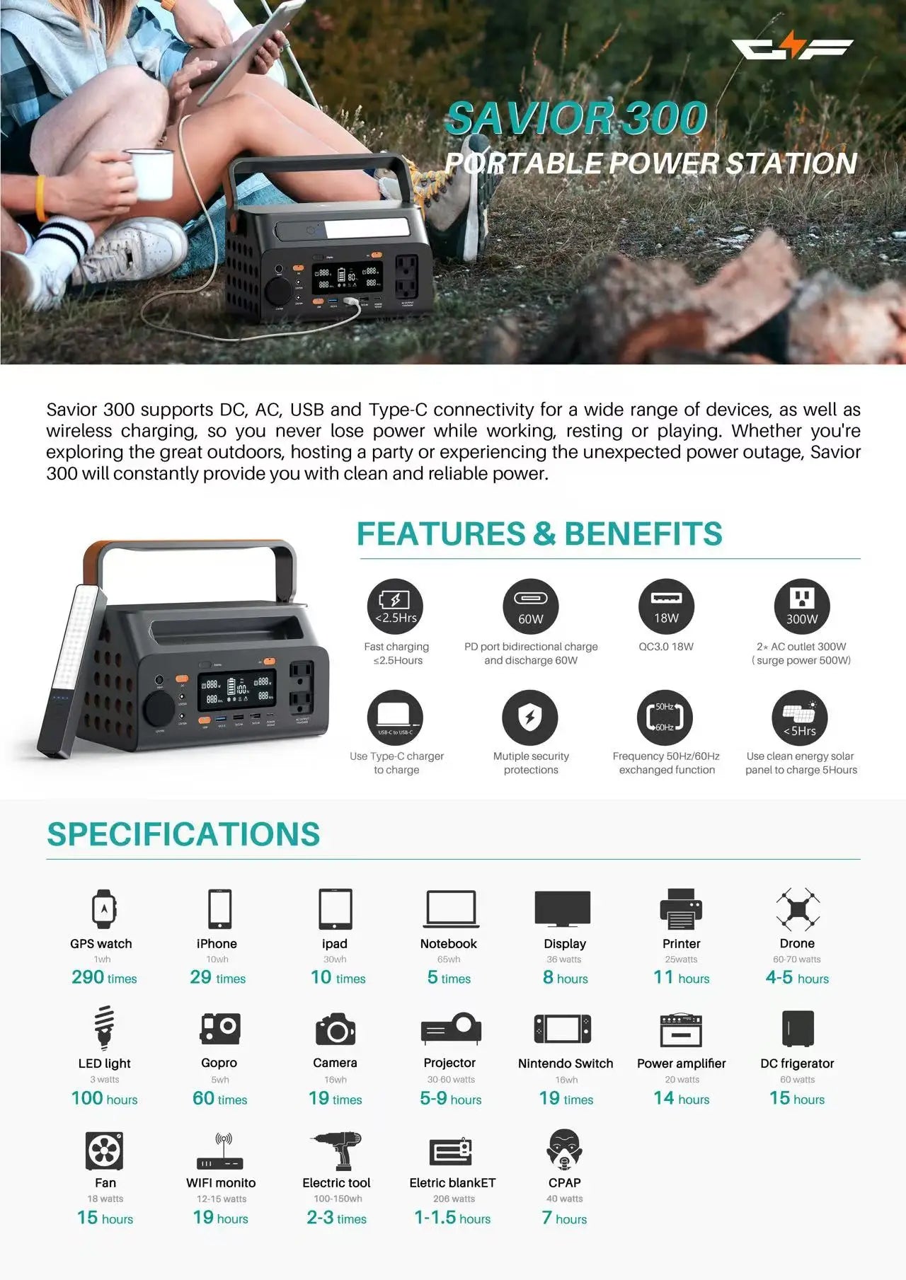 Portable Outdoor Household Mobile All-in-one 300W Power Storage Station