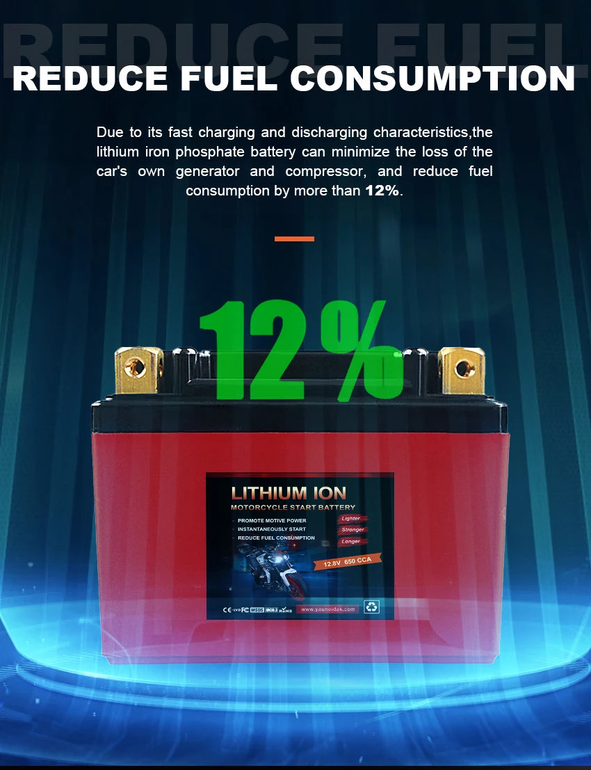 Wholesale 12Ah 6Ah 12Ah LiFePO4 Lithium Ion Battery Pack for Motorcycle ATV UTV Jet Ski 4 Wheeler Quad Lawn Mower Factory Supply