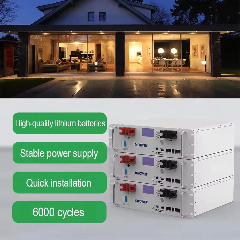 51.2v 100ah LiFePO4 Battery Pack 5-10kW Hybrid Grid Solar System with CAN Communication for Family Farms & Small Islands