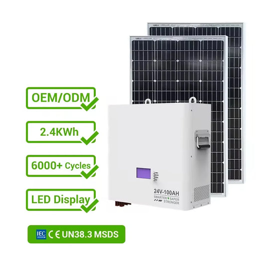 Wireless Charging 100AH 200AH Lithium Ion Solar Energy System Battery Controllers for Home Use 24V 100AH Solar Panels MSDS