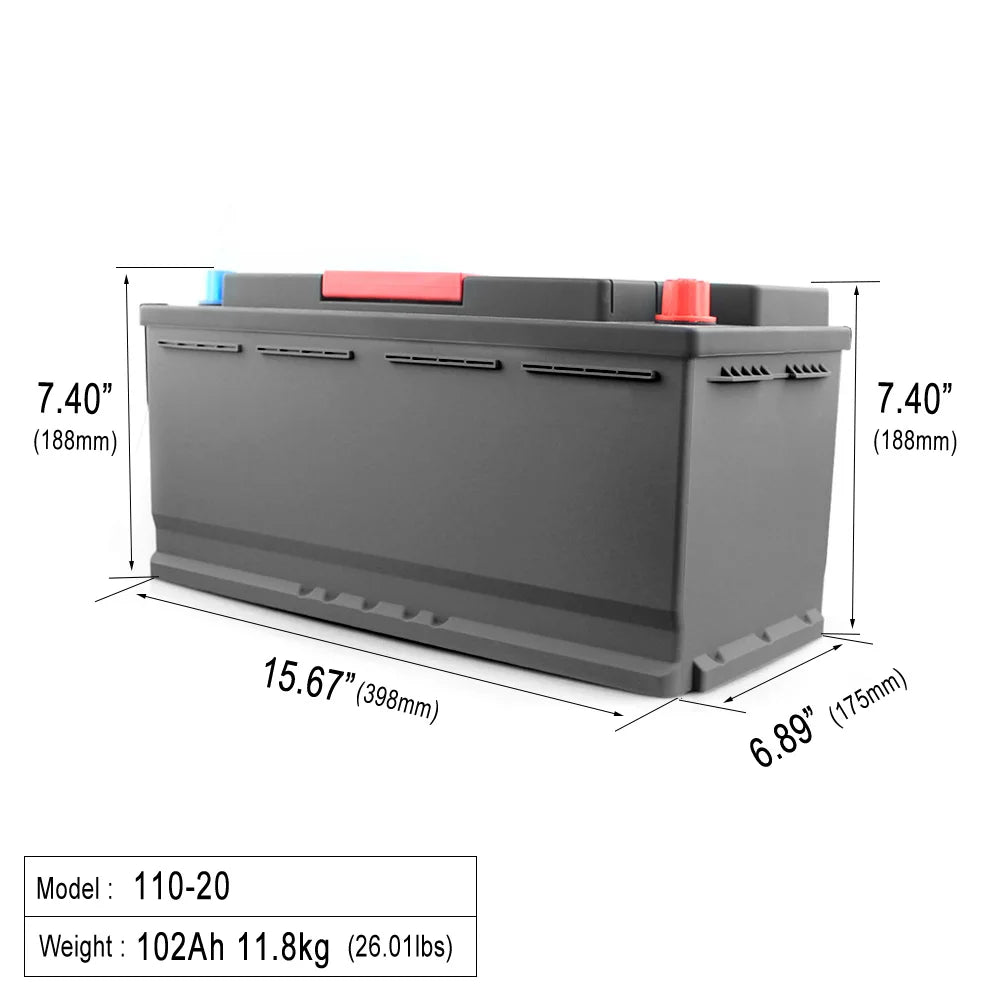 Wholesale 12v 12.8v LiFePO4 Hybrid Car Batteries 90/100/102Ah 1800CCA Model L110-20 for Aqua