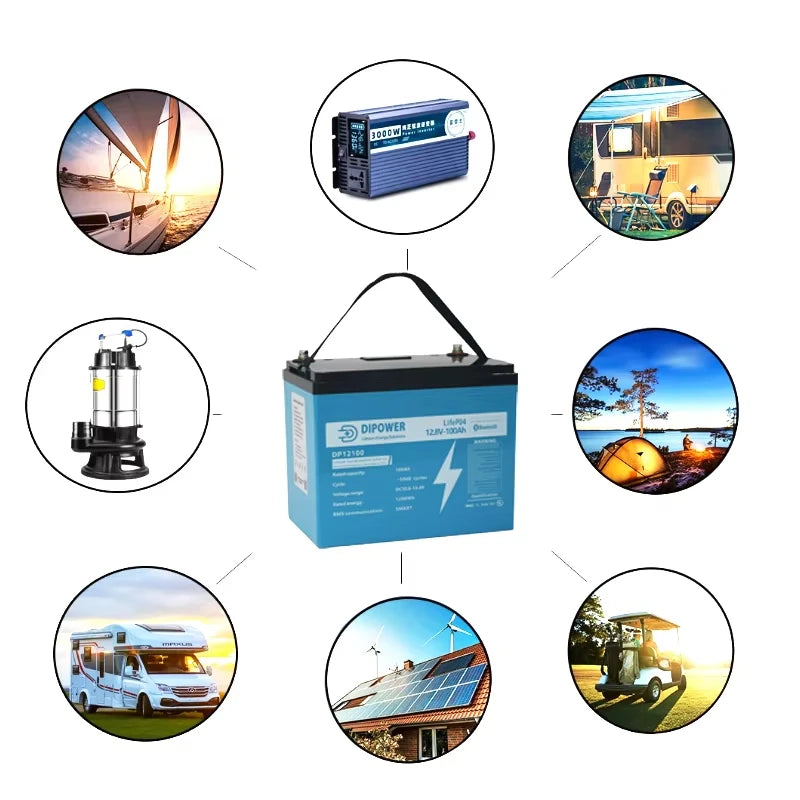 Lifepo4 Battery 12V 100Ah Deep Cycle 12.8V Solar 24V 12V Lithium Ion Battery Pack With Bms