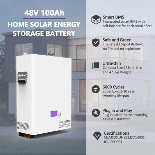 Customizable 5KW/10KW Home Energy Storage System Split AC 48V 100AH Lifepo4 BMS Stackable Grade Lithium Ion Battery Hybrid Grid