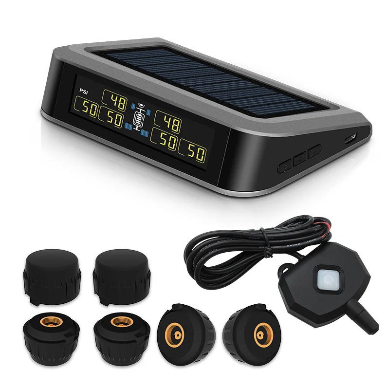 T601T6-WF Wireless Tire Pressure Monitoring System for Rv 6 Tyre Sensors Solar With External Sensor Truck Trailer Tpms