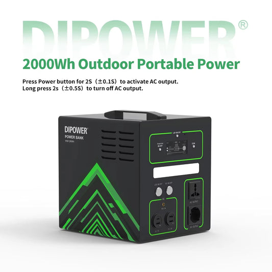 Portable 2000W Solar Power System with Lithium Battery Jump Starter Remote Control RV Port for Home & Outdoor Activities
