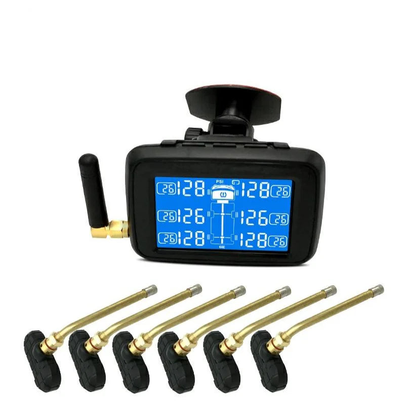 Truck Tpms Tire Pressure Monitoring System Display of Temperature and Pressure 6 Internal Sensors Auto Tire Alarm System