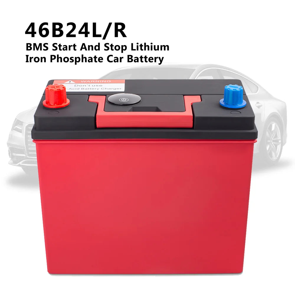 46B24L/R Car/marine/RV LifePO4 Starting Battery  BMS Start and Stop  Lithium Iron Phosphate Car Battery CCA800