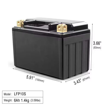 Yauneidak 12.8V 6Ah LFP10S LiFePO4 Motorcycle Battery Re-Start 3000 Cycles CCA 380 -20-70 for Electric Vehicles