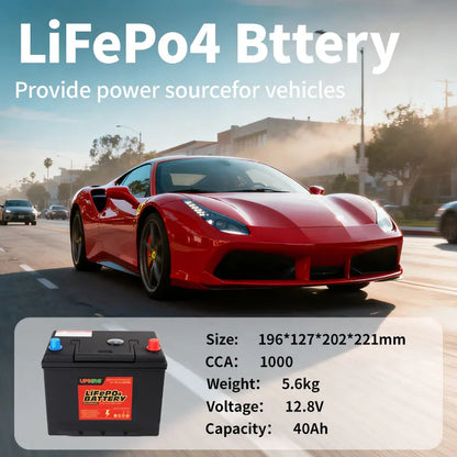 12.8V 40Ah-300Ah Lifepo4 Start-stop Solid State Lithium Battery 1000CCA 6000-Cycle for RV Boat Car Truck