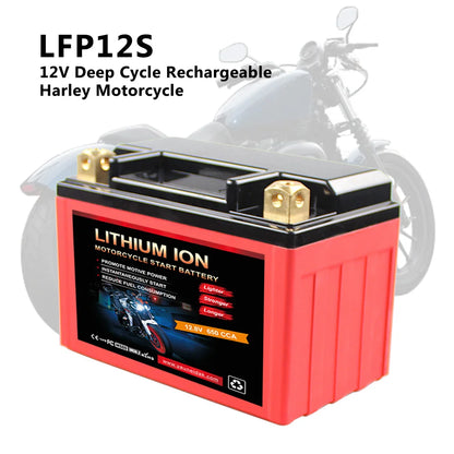 LFP12S 12V Deep Cycle Rechargeable Harley Motorcycle Battery 8 Ah Lithium Iron CCA450 Lifepo4 Lithium Ion Pack for High