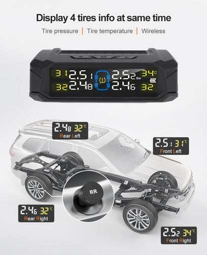 Tire Pressure Monitoring System Wireless Tire Pressure Detector Car Tire Pressure Tpms Built-in External Detector
