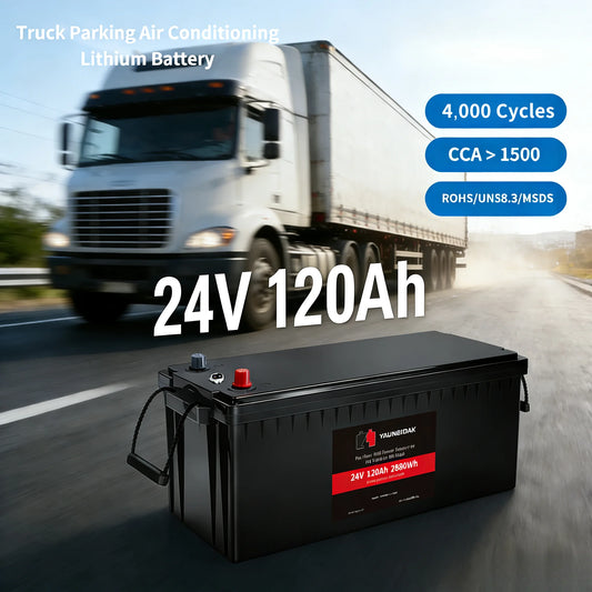 24V 120Ah LiFePO4 Battery Pack for Truck Parking Air Conditioning 120Ah Capacity 4000 Cycles Long Lasting Efficient