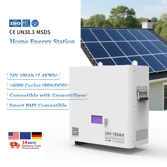 Lithium Solar Battery LiFePO4 24V 100Ah 6000 Cycles for Power Solar Energy