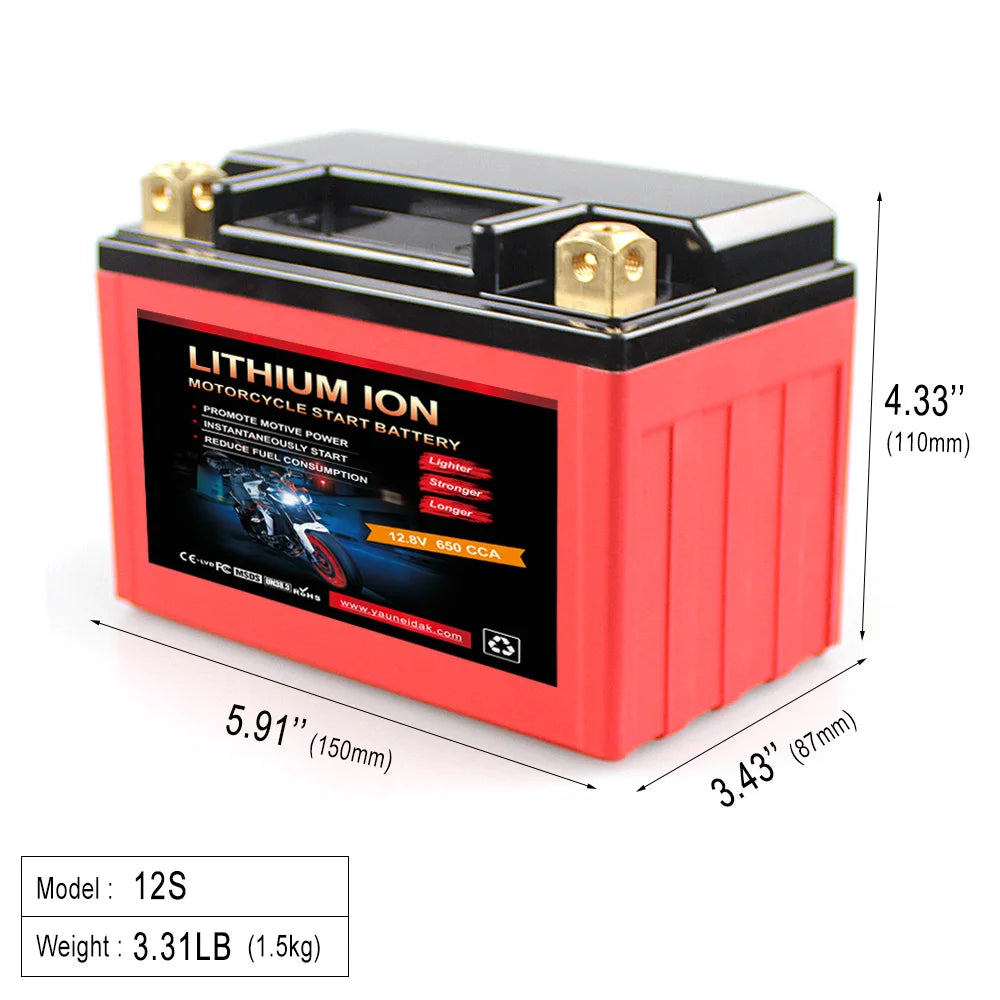 LFP12S 12V Deep Cycle Rechargeable Harley Motorcycle Battery 8 Ah Lithium Iron CCA450 Lifepo4 Lithium Ion Pack for High