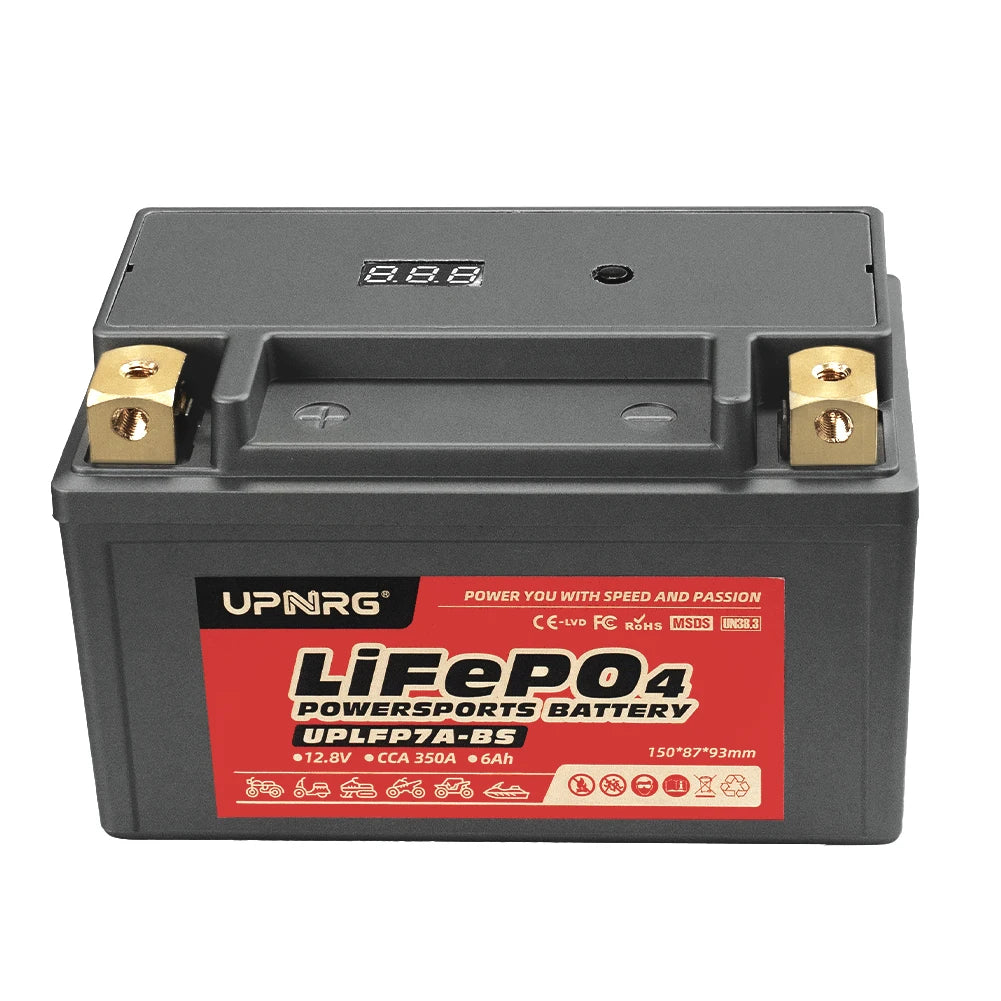 12.8V 6Ah LFP7A-BS CCA320 Motorcycle LiFePO4 Battery with High Rate Pouch Cell 3000 Cycles 2-Year Warranty