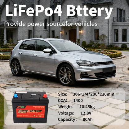 12V 80Ah/100Ah LiFePO4 Car Start Battery CCA1400 Built-in BMS for Automotive Boat Engine Starter Car Boat Yacht Stock Pack