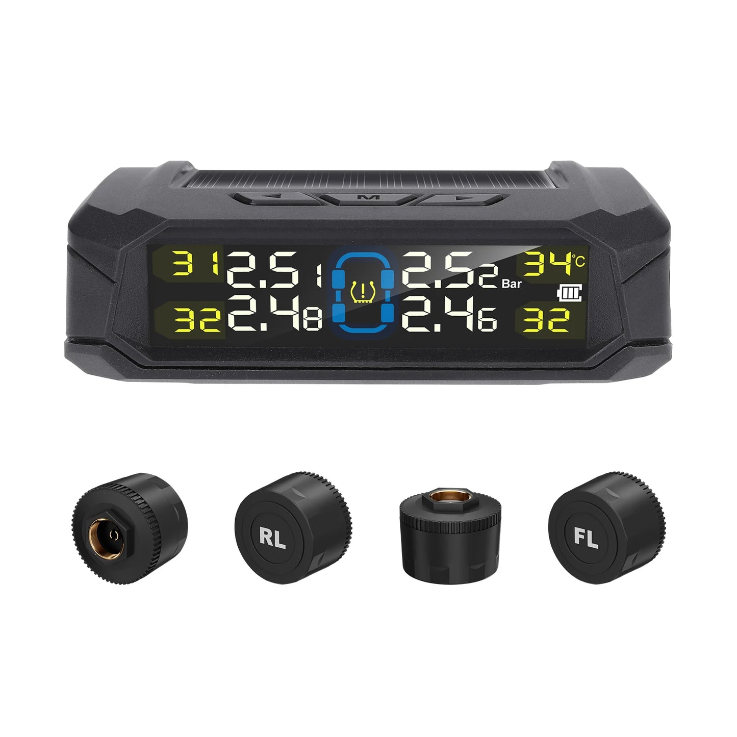 Factory Sales Solar-Powered Wireless Tire Pressure Detector Universal  Truck TPMS Sensor ABS Material External TPMS Sensor