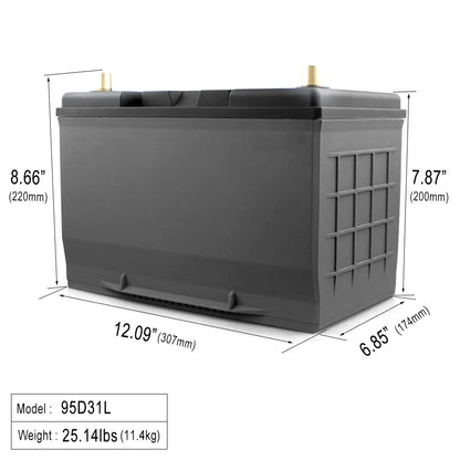 95D31L/R 1300CCA Dual Purpose 100Ah 12.8V Lithium Ion Battery Pack for RV/Solar System/Yacht/Golf Carts Storage Car 100%